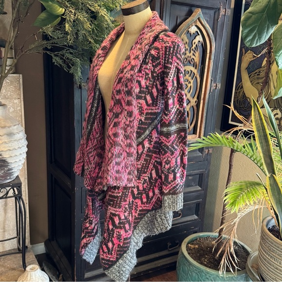 Urban outfitters tribal knit asymmetrical open front cardi sweater - Picture 8 of 16